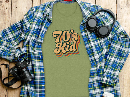 Retro Style 70s Kid With Colorful Layers T-Shirt