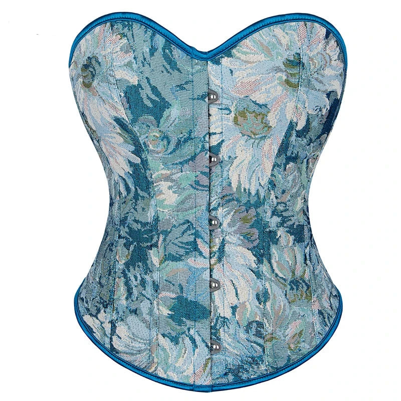 Blue Floral Corset Strapless Top 12 Glue Bones