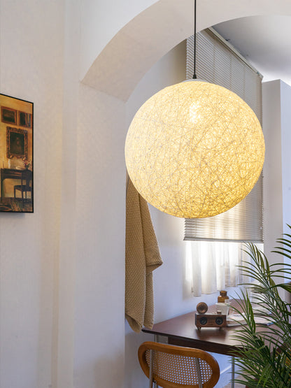 Modern White Rattan Bamboo Ball Ceiling Hanging Light