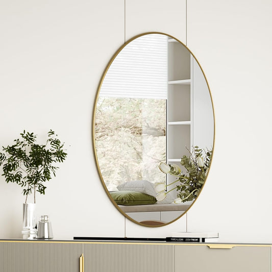 Koonmi Hanging Gold Oval Mirror - - Mirror