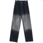 High Waist Black Washed Gradient Straight Leg Jeans - Kia Day Design