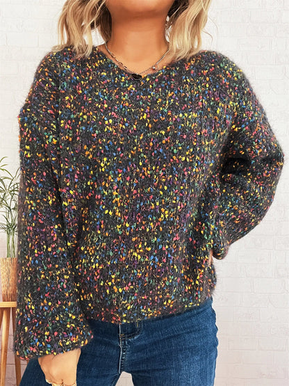 Colorful Long Sleeve Sweater - -
