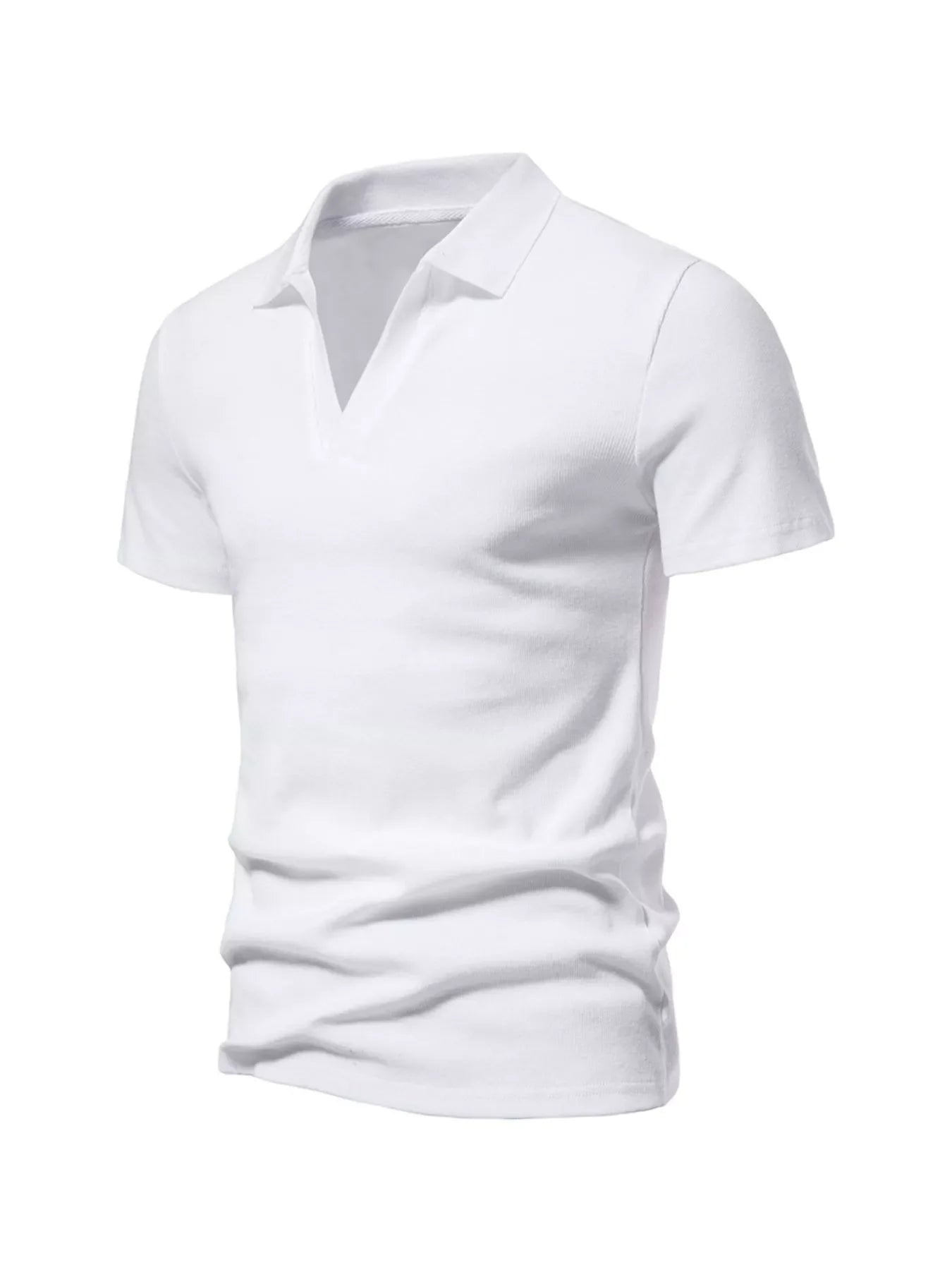 Men's Plus Size Casual Notched Short Sleeve Polo - -