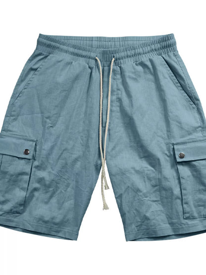Men's Full Size Drawstring Casual Cargo Shorts Plus Size - -