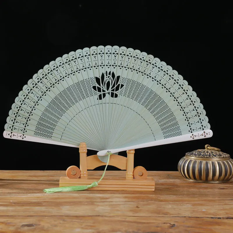 New Chinese Super Fairy Lotus Small Fan Hanfu Qipao Women's Hollow Fan Wedding Photography Props Folding Fan - - Fans