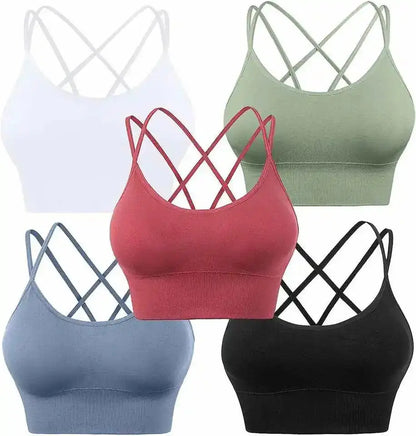 Comfort Full Support Padded Wire Free Cross Back Yoga Sports Bra Seamless