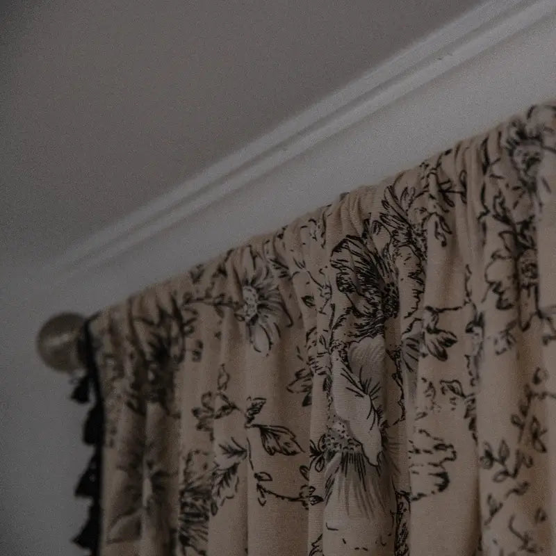 Pink Cotton and Linen Semi-Opaque Printed Curtain - Kia Day Design