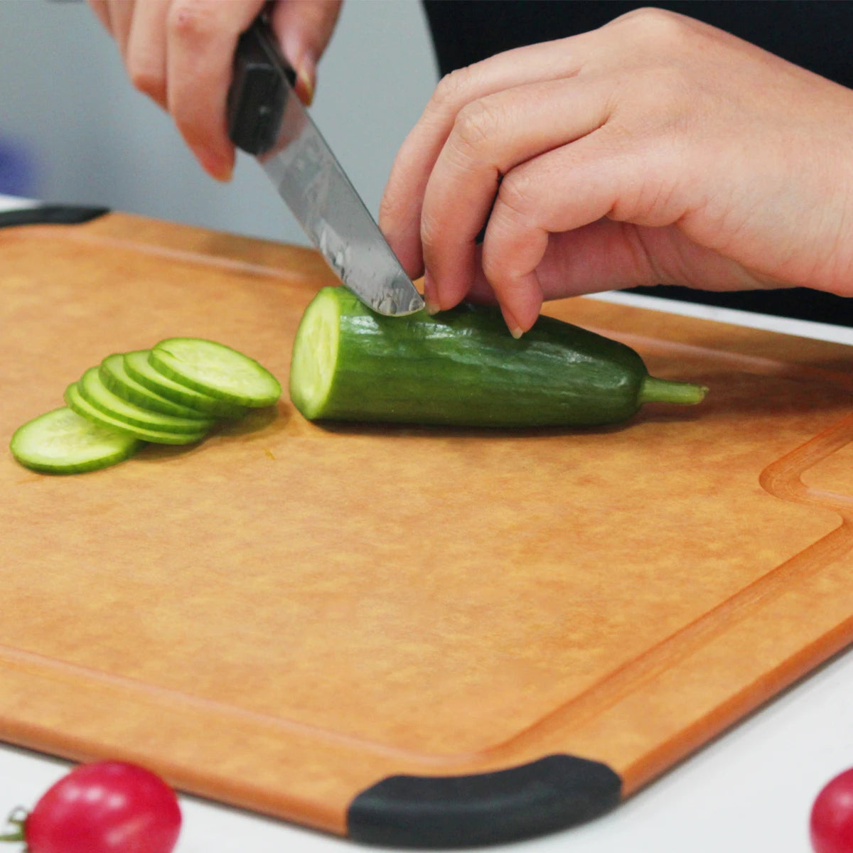 None-Slip 100% Natural Wood Fiber Cutting Board for Kitchen With Groove