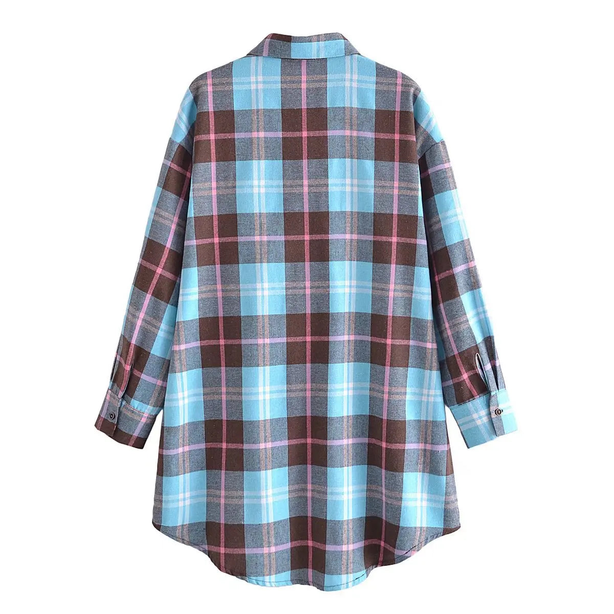 Wholesale New Plaid Dress Lapel Single Breasted Women Shirt Dress