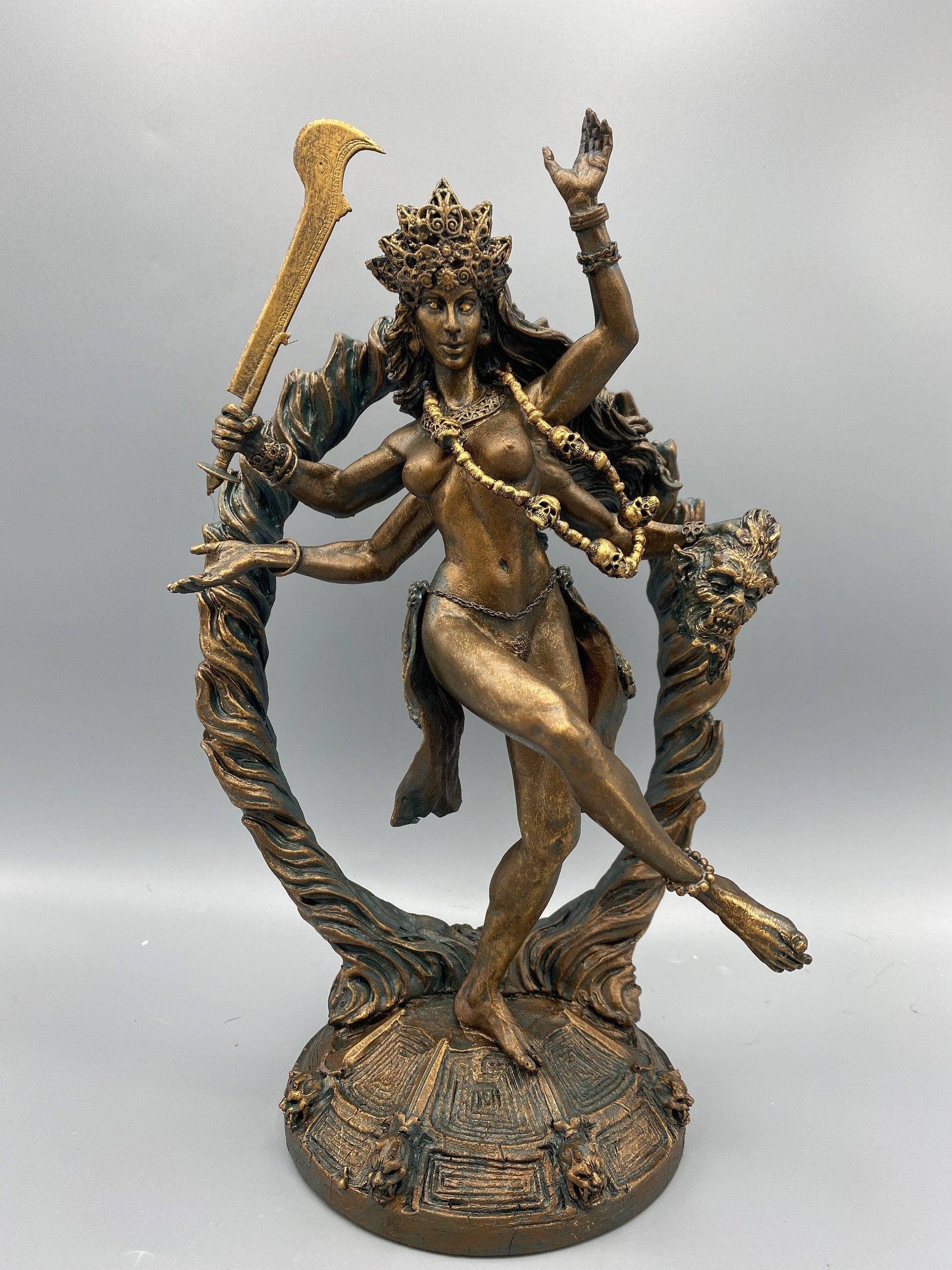 Kali Goddess Statue, Hand Painted Resin Sculpture |Mythological Figurine |Myths and Legends Hindu Statue |Mythic Altar Statue for Home Decor - -