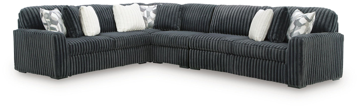 Midnight-Madness - Sectional - Dark Gray 4 Pc. Sectional With LAF RAF Sofa And Armless Chair - Stationary Sectionals
