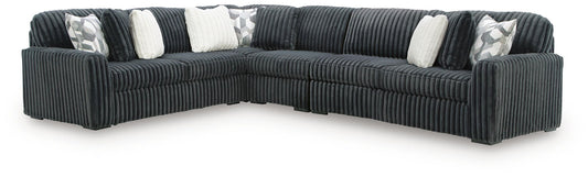 Midnight-Madness - Sectional - Dark Gray 4 Pc. Sectional With LAF RAF Sofa And Armless Chair - Stationary Sectionals