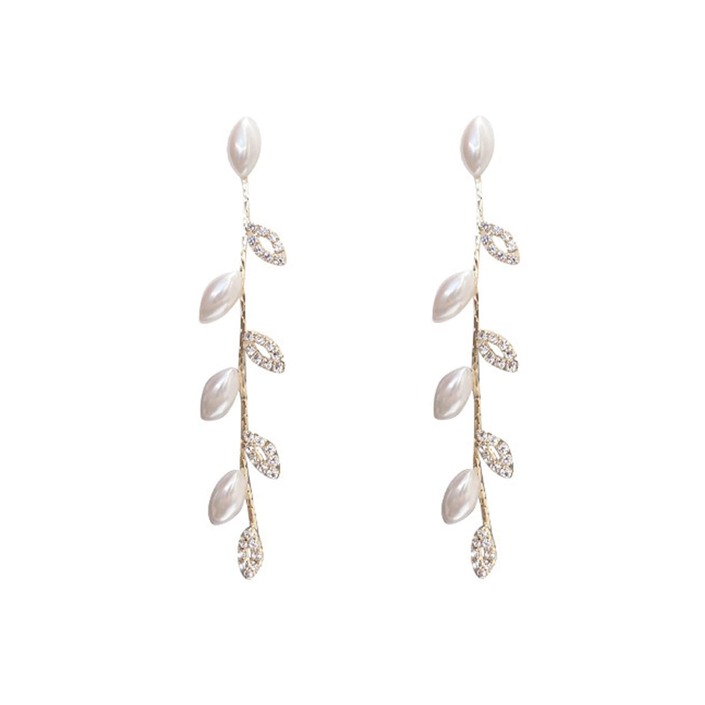 Bridal Crystal Drop Earrings - white-gold - earrings