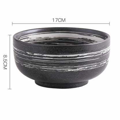 Creative Japanese Style Ceramic Noodle Bowl - Brush white - bowls