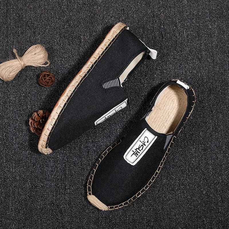 Flat Canvas Shoes Hemp Flats for Men Male Loafers Causal Shoes