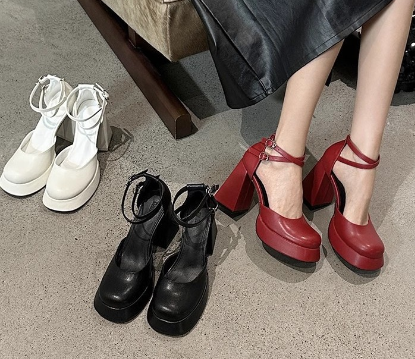Womens Chunky Platform High Heels - - heels