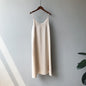 Silk Chiffon Vintage Long Dress with Spaghetti Straps - Apricot L - dress