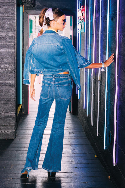 Stretchy Bootcut Jeans - - Pants