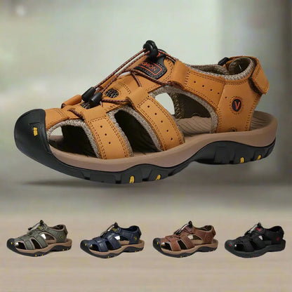 Large Size Real Genuine Leather Outdoor Summer Beach Leather Sandals