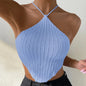 Striped Lace Up Backless Women's Camisole Tank Top