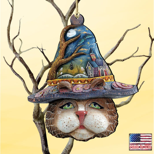 Halloween Eve Cat Wooden Ornaments by G. DeBrekht - - Wooden Ornaments