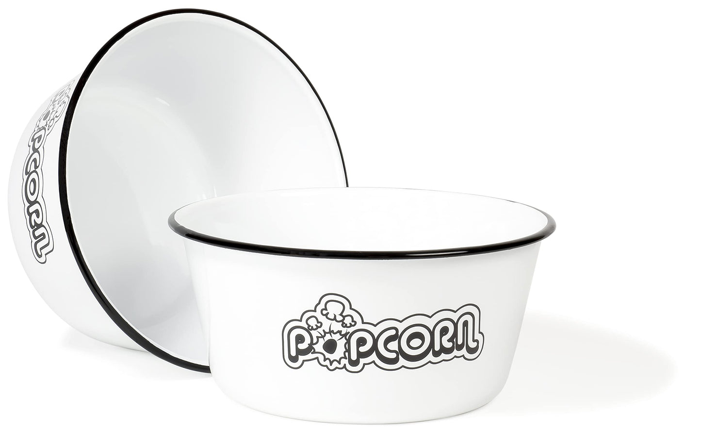 Red Co Retro Metal Popcorn Bowls with Black Trim Set of 2 - - bowls