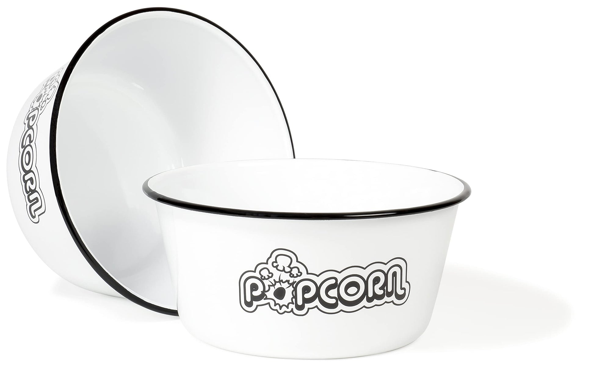 Red Co Retro Metal Popcorn Bowls with Black Trim Set of 2 - - bowls