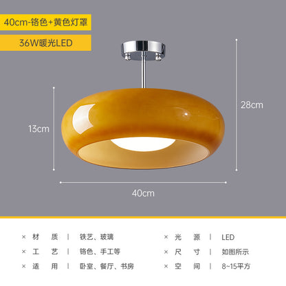 Nordic Brass Ceiling Light for Vintage Japanese Balcony - 40cm yellow + Chrome -36W Tricolor dimming - light