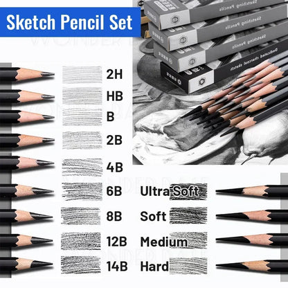 Boxed 2H HB B 2B 4B 6B 8B 12B 14B Graphite Mixed Sketching Pencils Kia Day Design