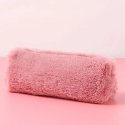 Solid Color Plush Pencil Case Dark pink