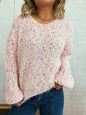 Colorful Long Sleeve Sweater - Pink One Size -