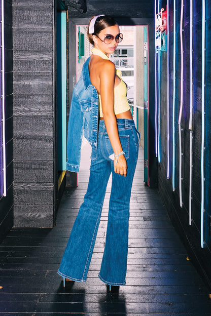 Stretchy Bootcut Jeans - - Pants