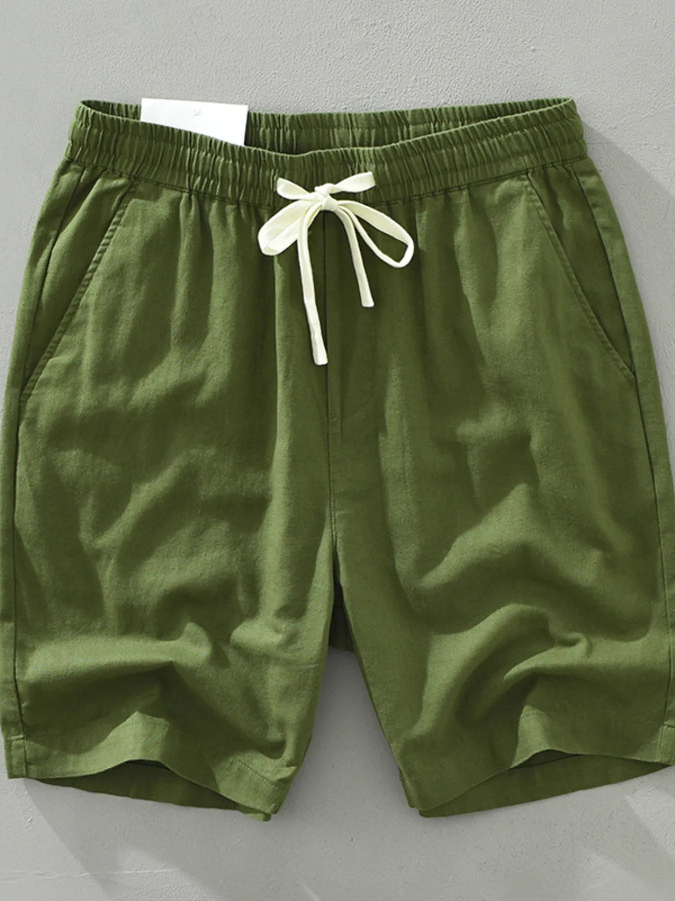 Men's Plus Size Drawstring Pocketed Shorts - Green -