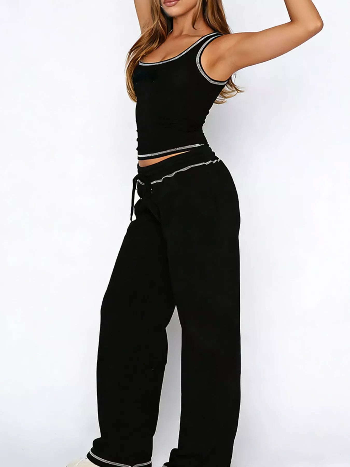 Scoop Neck Tank Top and Drawstring Pants Set- Shopimist- {{Product type}}