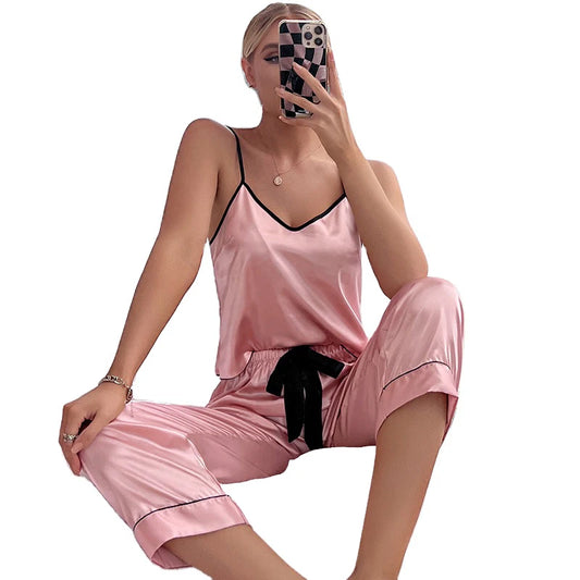 Women's Sleepwear Satin Pajamas Cami Top and Pants