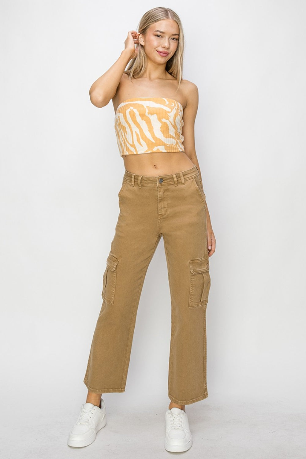 Risen Mocha Brown Denim Cargo Jeans - - jeans