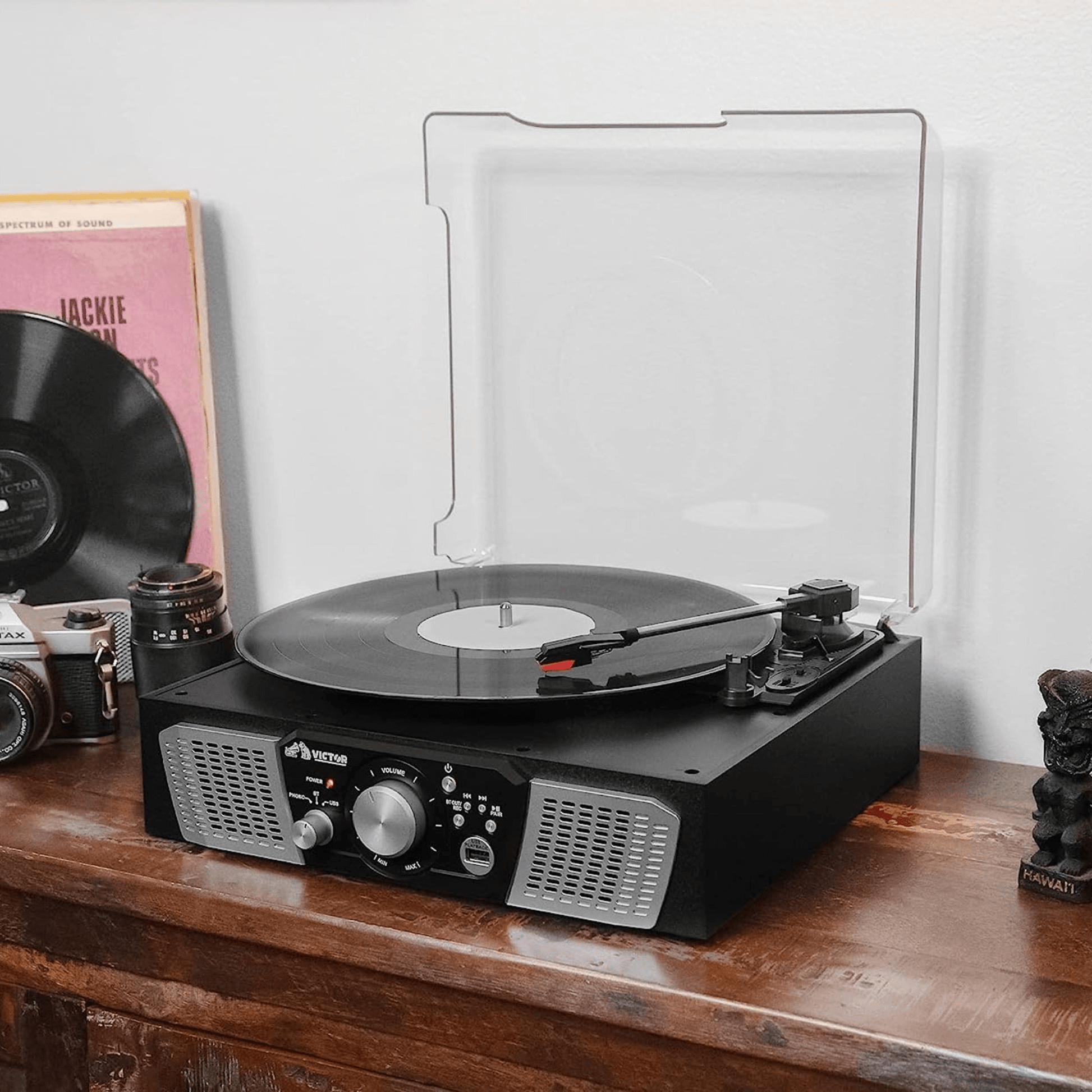 Victor Lakeshore 5-in-1 Hybrid BT Turntable System Black - Refurbished- Jupiter Gear Home- {{Product type}}