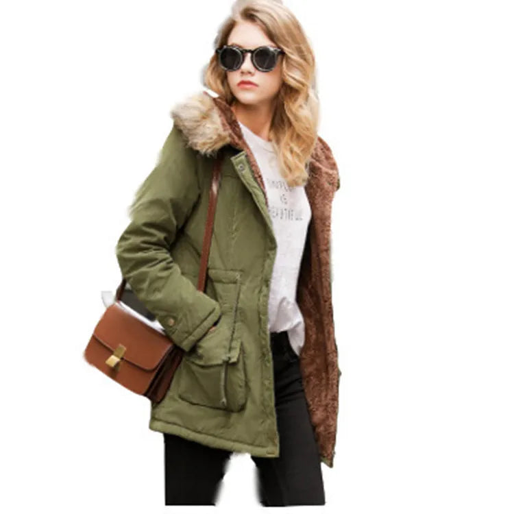 Casual Ladies Jacket Thick Warm Large Hooded Winter Coat Women Coats Jackets