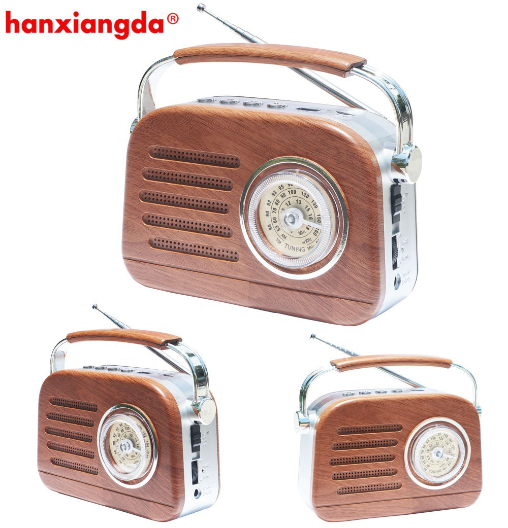 Wooden Vintage FM AM Portable Radio Retro Radio BT Radio