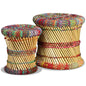 Handwoven Chindi Stool Set (2 Pieces) - Multicolor - Stool