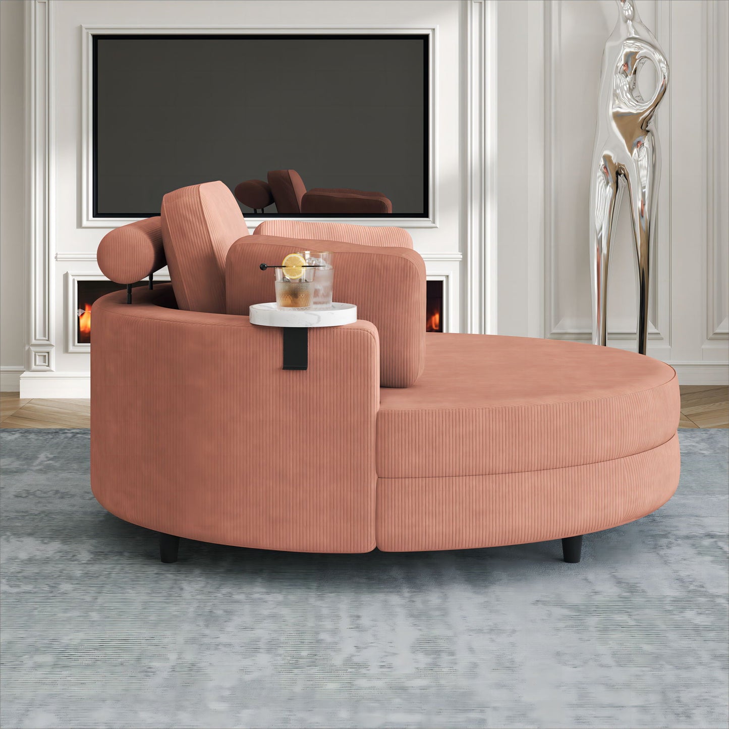 Sofa With Two Throw Pillows And A Waist Pillow With An Extra Tray For Comfortable Seating In Small Apartment Bedrooms- Unique Piece Furniture- {{Product type}}