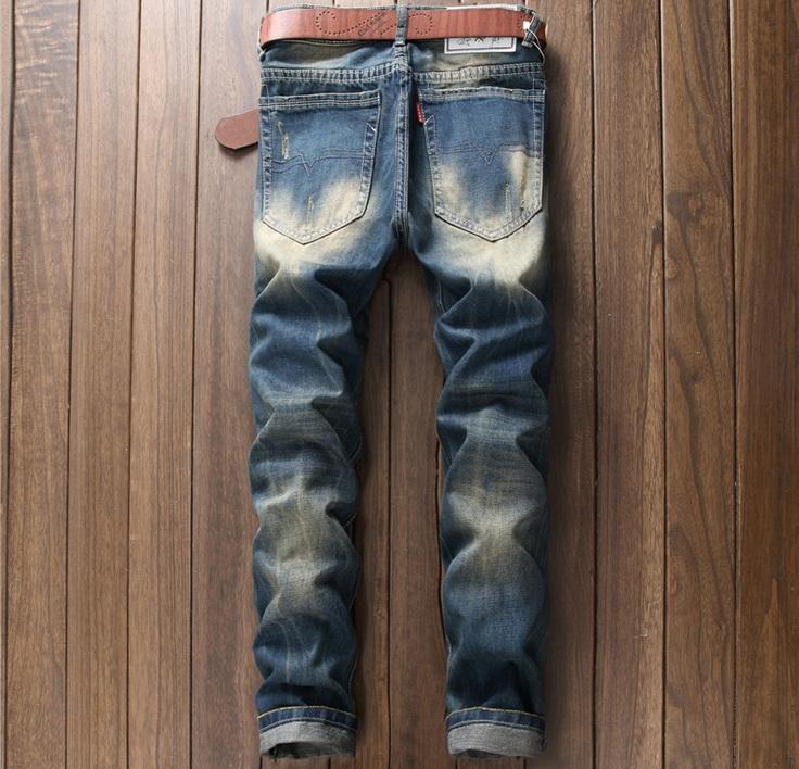 Mens Retro Style Ripped Denim Pants Slim Fit - 29 - jeans