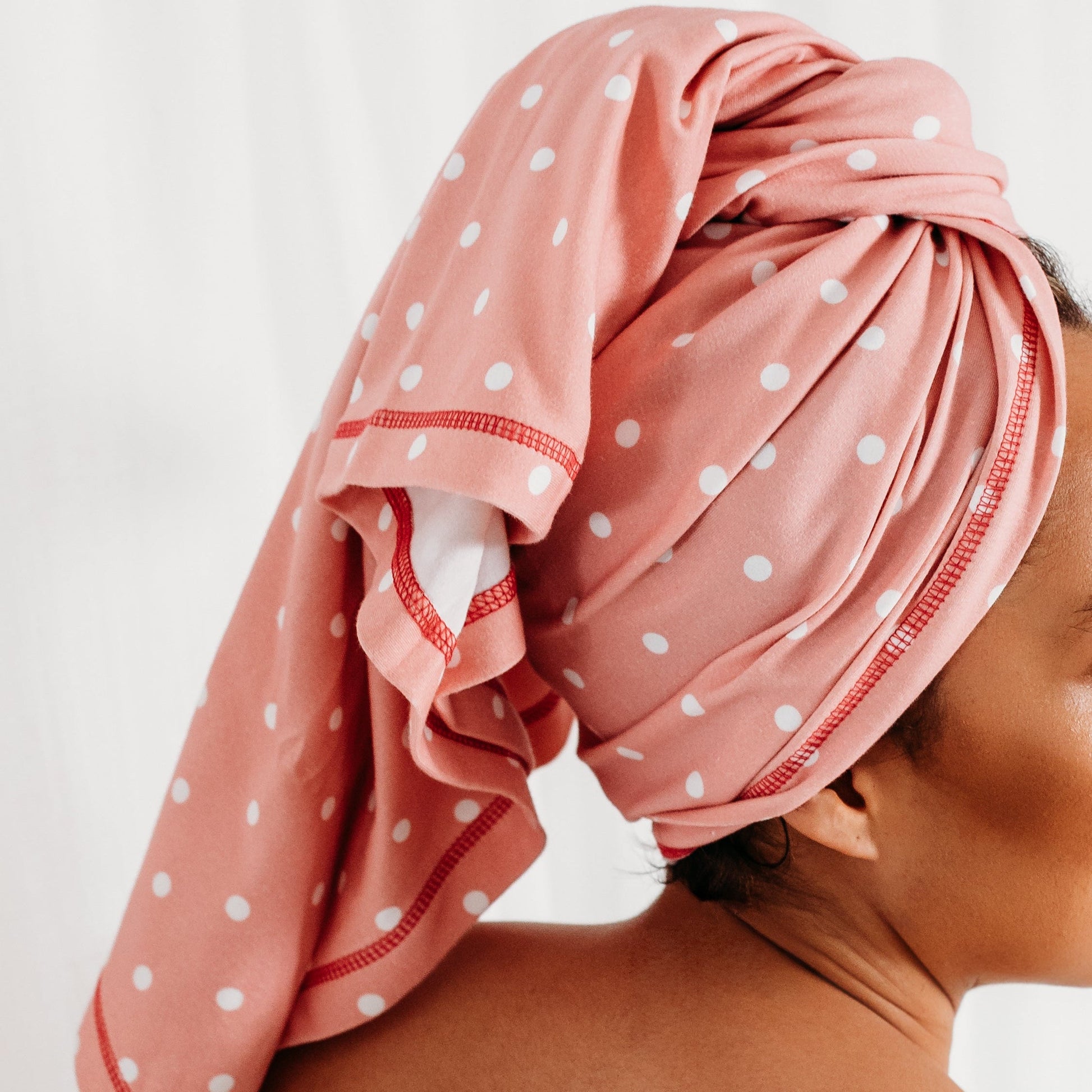 Dusty Pink Polka Dot Tee-Owel — Curlykiet Edition - -