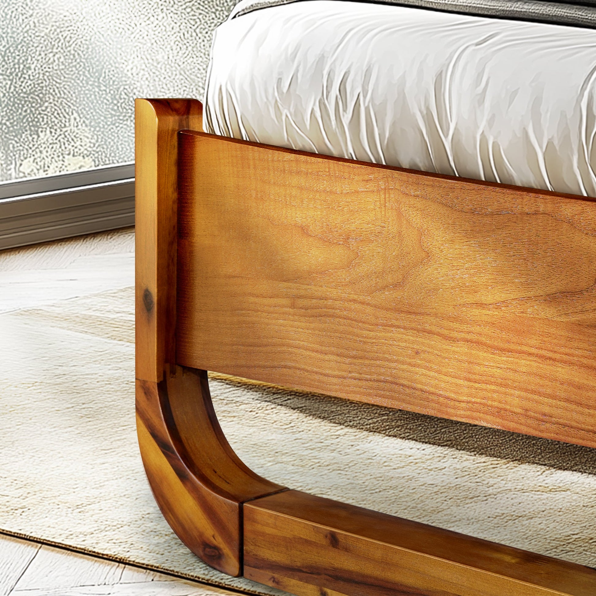 Sunset Solid Wood Bed Frame With Headboard - - Bed Frame
