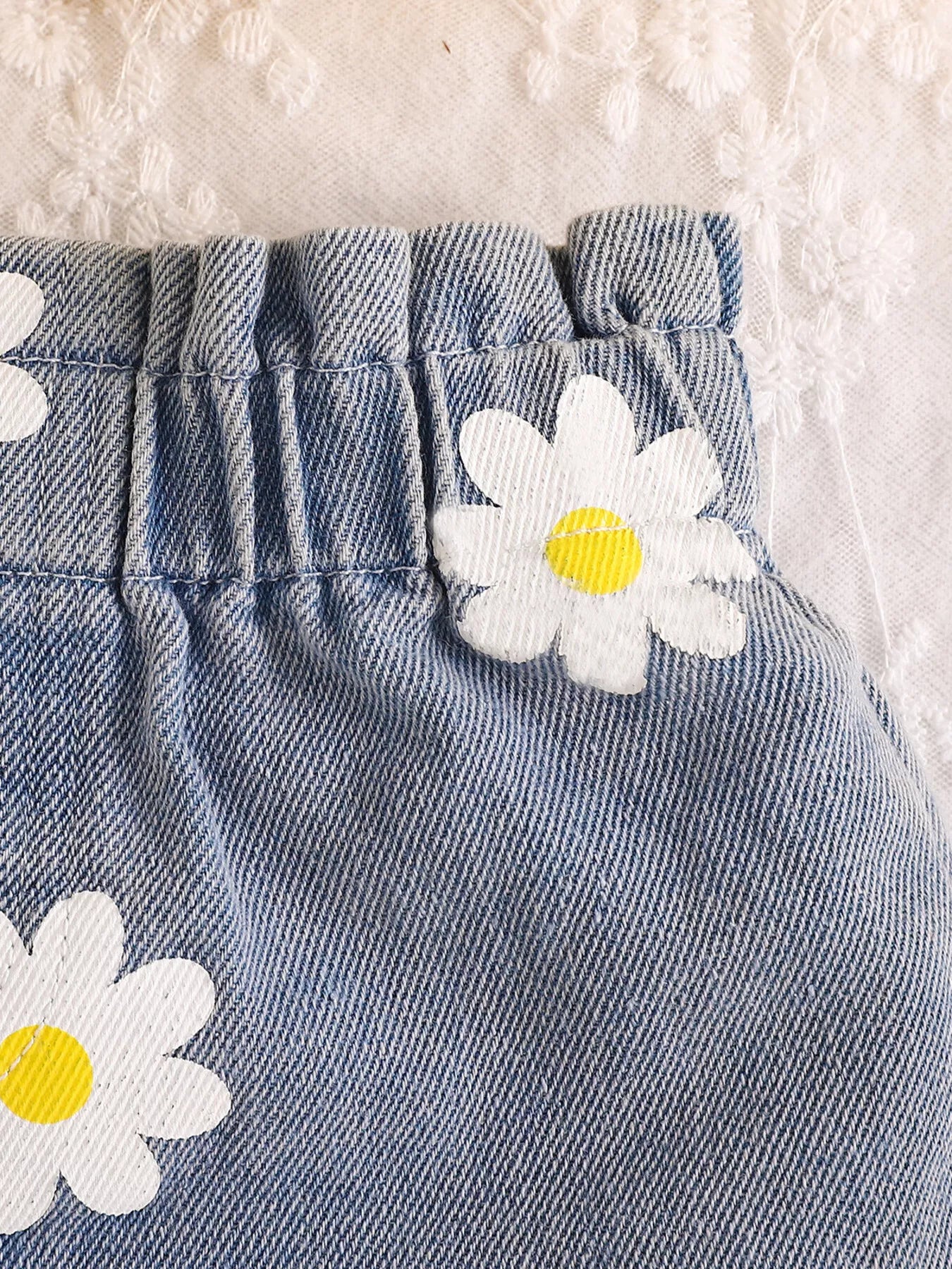 Children's Daisy Print Cami and Denim Shorts Set - -
