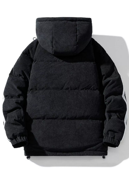 Men's Plus Size Hooded Zip Up Padded Jacket - -