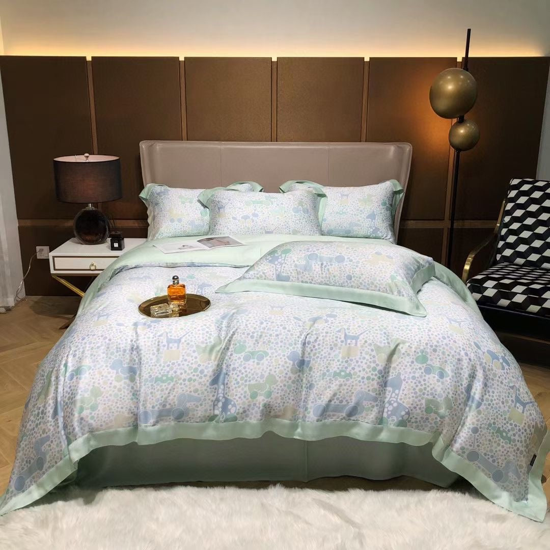 New Luxury Flower Floral Design Lyocell 60s Home Bedding Set