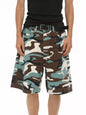 Men's Camouflage Denim Shorts - Green -