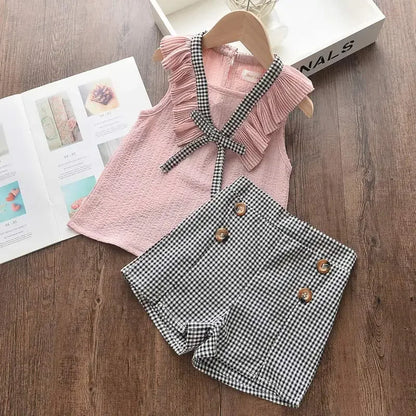 Girls Ruffled Spaghetti Top and Shorts Sets