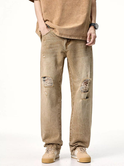 Men's Distressed Relaxed Fit Jeans - -